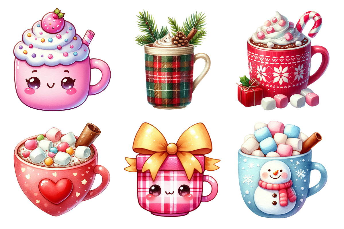 Cute Christmas Hot Cocoa Cup Clipart, an Illustration by Daily.Designs (Photo 5 of 5)