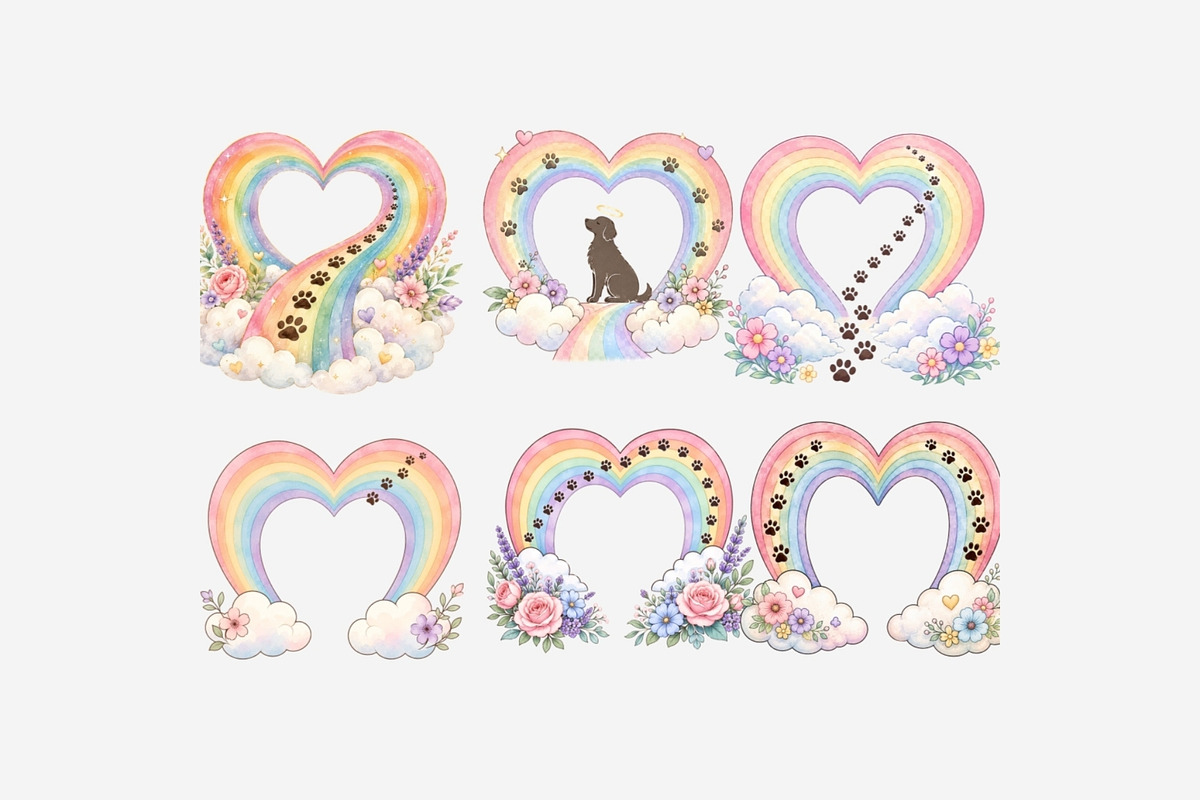 Rainbow Bridge Heart Clipart 15 PNG, an Animal Illustration by Tanya Kart (Photo 9 of 10)