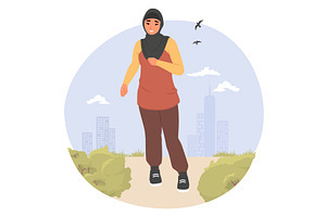 A woman wearing activewear jogs, a Sport Illustration by SiberianArt