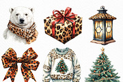 Leopard Print Christmas ClipArt's, an Illustration by Craft Nest (Thumbnail 4 of 6)