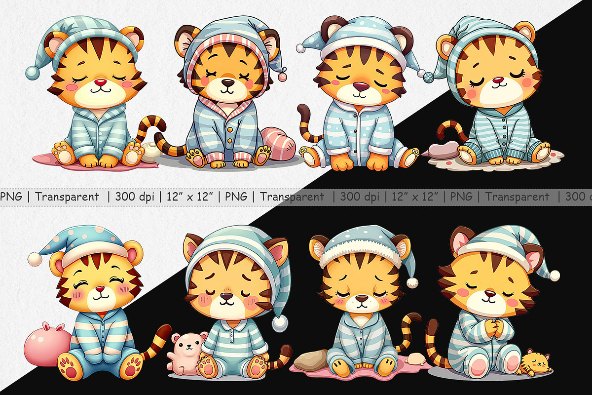 Sleepy Tiger Clipart, a Graphic by Artnoy (Photo 2 of 5)