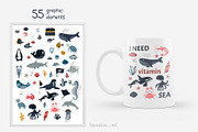Sea Life clipart & pattern, an Animal Illustration by tamatus_art (Thumbnail 6 of 9)