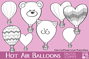 HOT AIR BALLOONS - Digital Stamps, an Outline Icon by Purple Frog (Thumbnail 1 of 2)