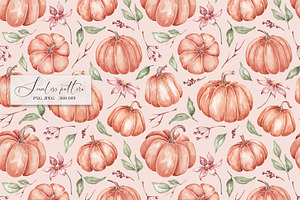 Watercolor Pumpkins Seamless Pattern