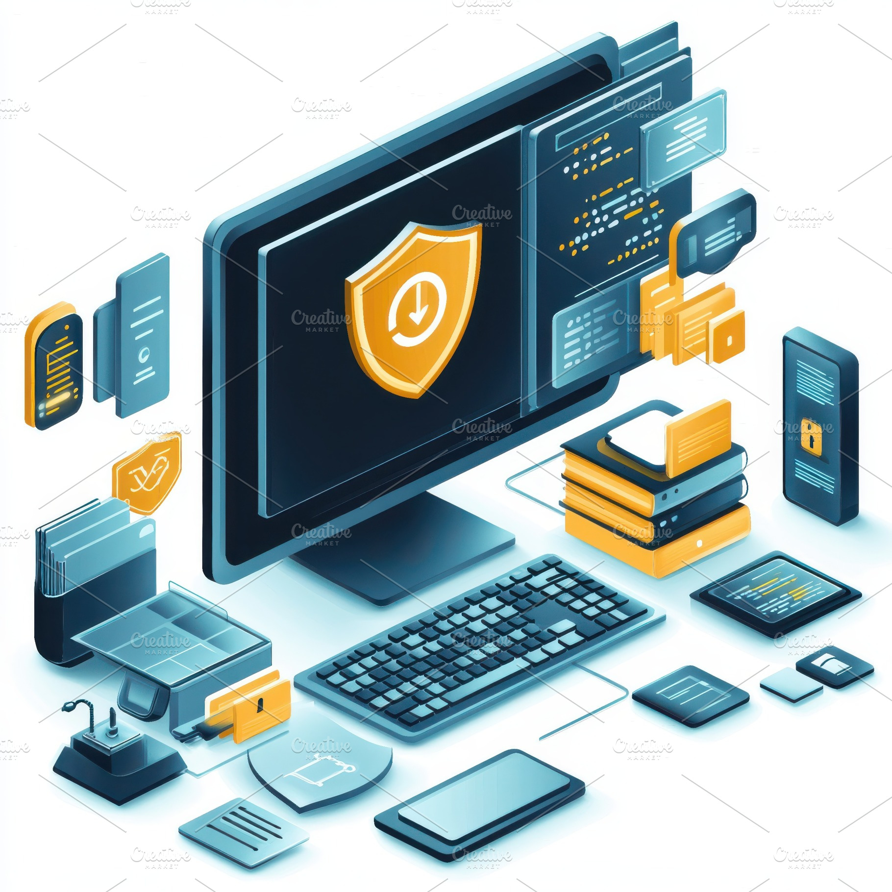 Secure Data Download Desktop System, a Background Photo by Pixeness