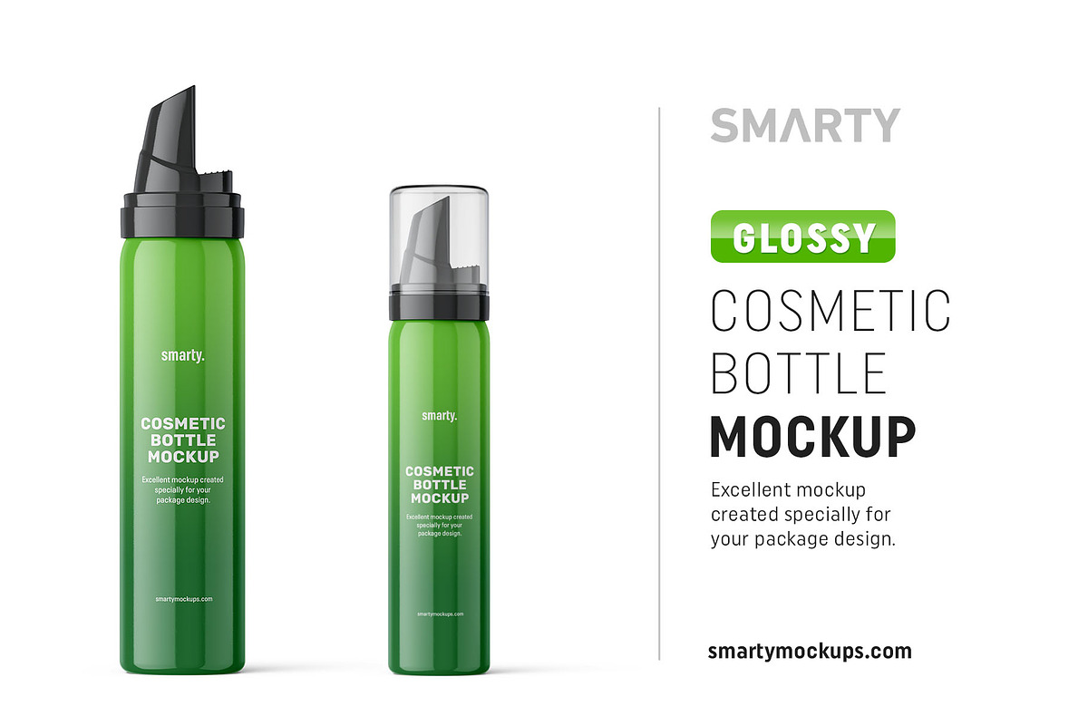 Glossy cosmetic bottle mockup, a Packaging Mockup by Smarty Mockups (Photo 1 of 5)