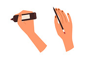 Hands writing with pens, pencils set, a Person Illustration by Good Studio (Thumbnail 4 of 8)