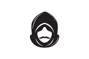 Face Man With Mustache And Hood Logo