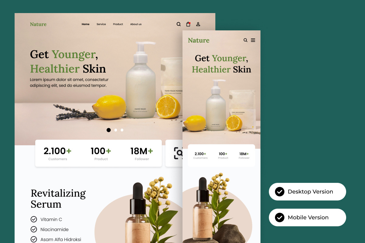 Nature - Skincare Landing Page V1, a Landing Page Template by twinstd (Photo 2 of 5)