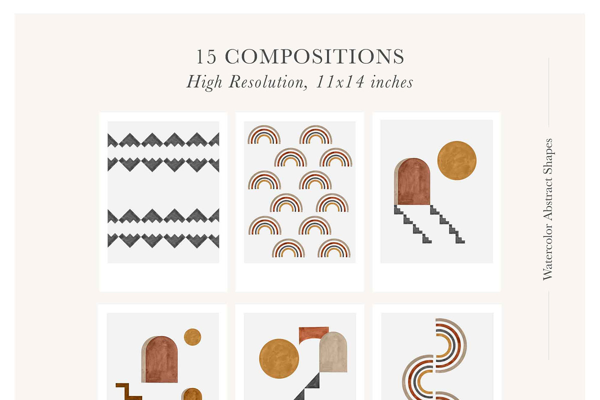 Watercolor Abstract Geometric Shapes, an Illustration by Momo Studio (Photo 3 of 6)
