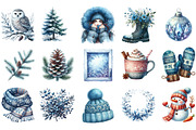 Watercolor Winter Clipart Collection, an Illustration by Designking (Thumbnail 2 of 5)