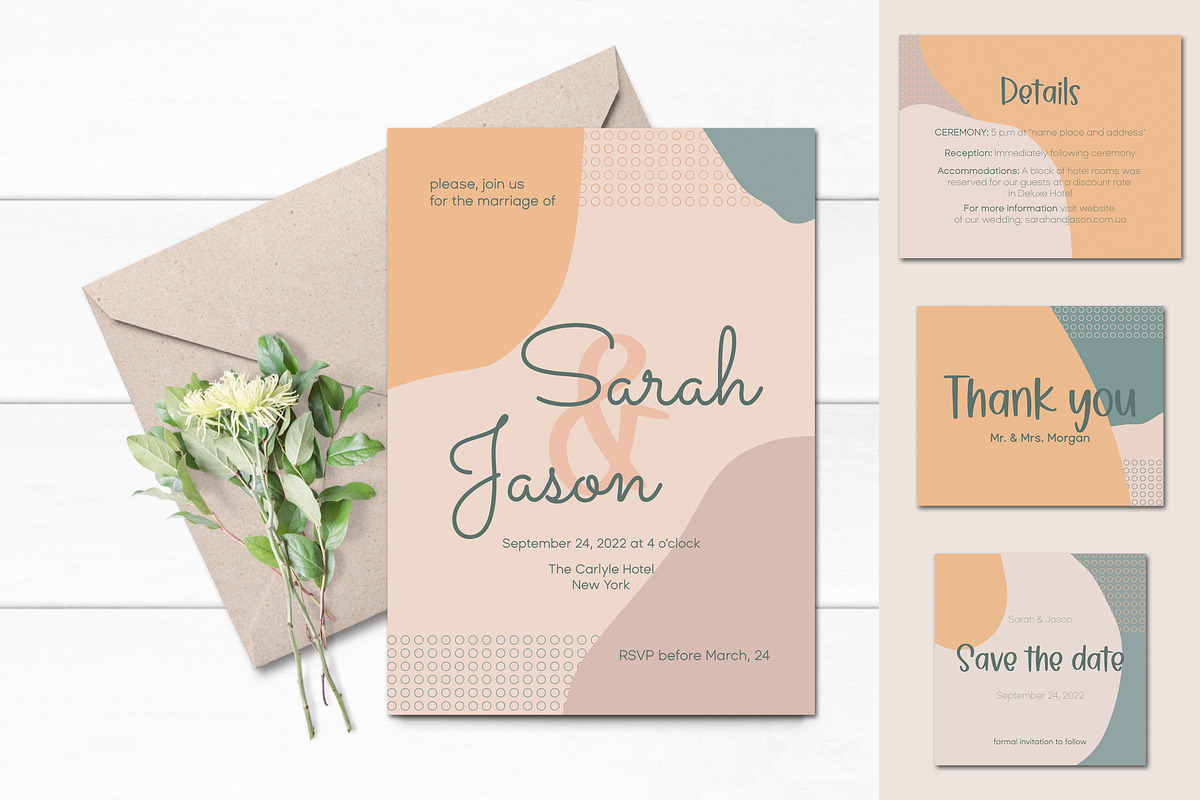 Abstract modern wedding cards suite, an Invitation Template by MariiaVD (Photo 2 of 10)