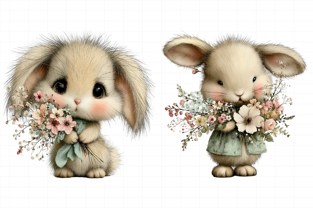 Watercolor Pink Bunnies Easter Clipa, an Illustration by Daily.Designs (Photo 3 of 8)