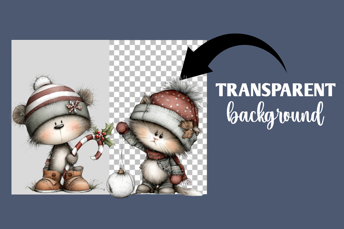 Whimsical Cat Christmas Clipart, an Illustration by Designworld (Photo 2 of 5)