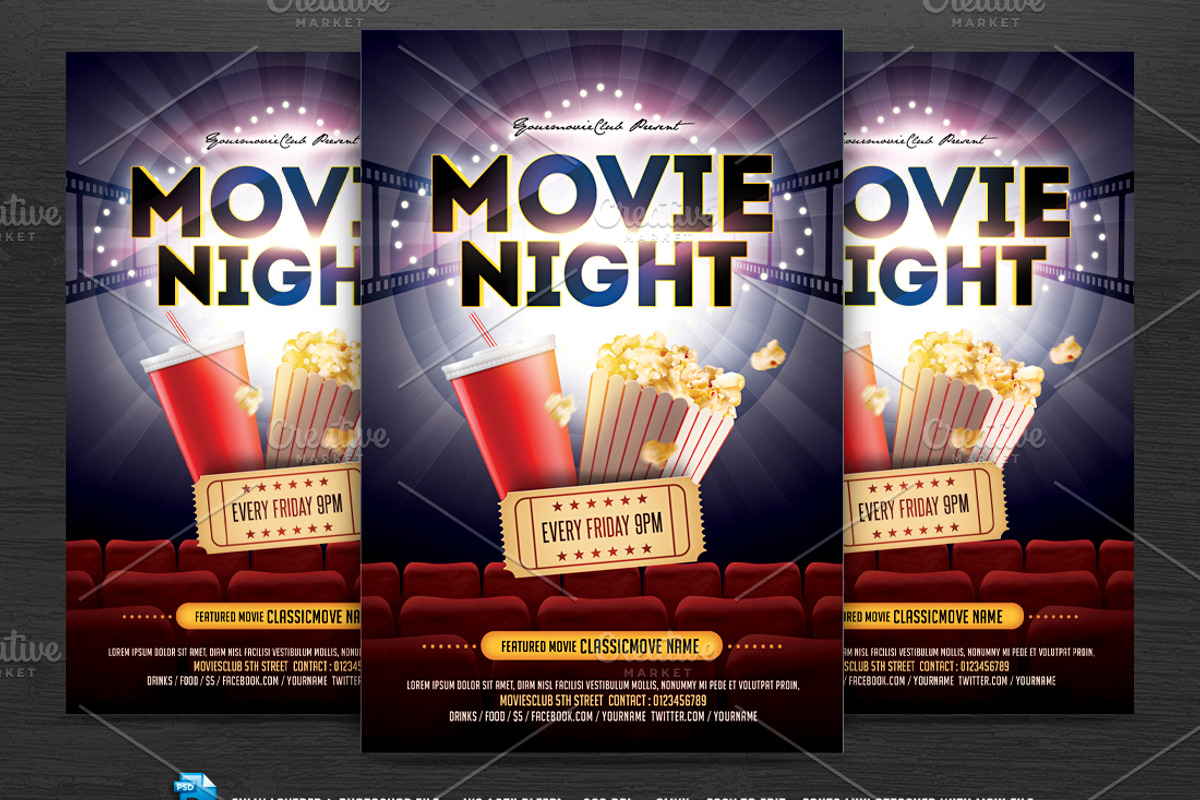 Movie Night Flyer, a Flyer Template by DesignWorkz (Photo 1 of 2)