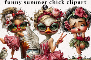 funny summer chick clipart, a Seasonal Illustration by CreationArt