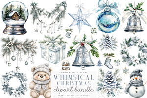 Watercolor Silver Christmas Bundle