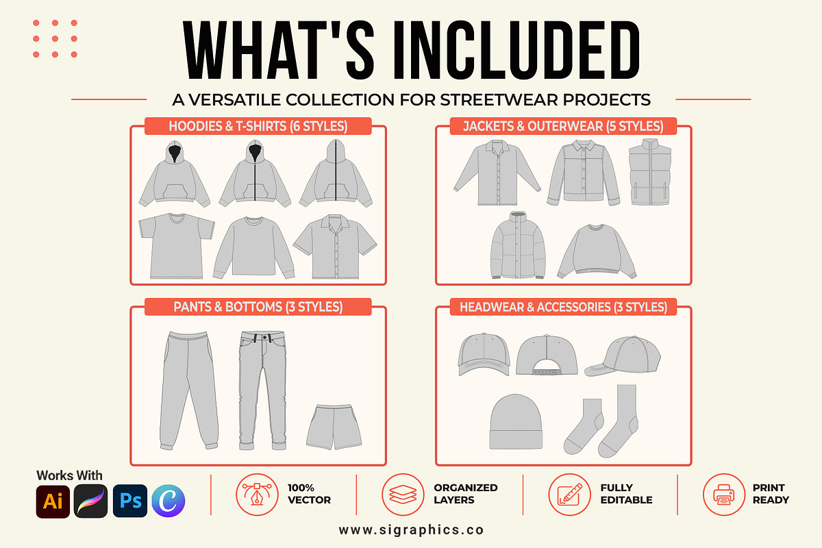Streetwear Vector Mockups Pack, a Hoody Mockup by S.i. Graphics (Photo 3 of 4)
