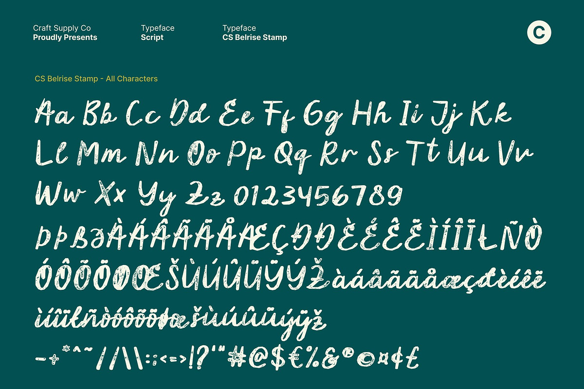 CS Belrise Stamp, a Script Font by Craft Supply Co. (Photo 8 of 8)
