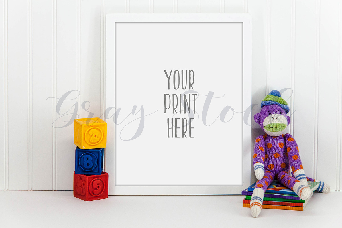 Children's White Frame Mock Up, a Print Template by Gray Stock