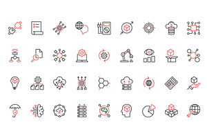 Ai machine learning icons, a Technology Illustration by Lemberg Vector