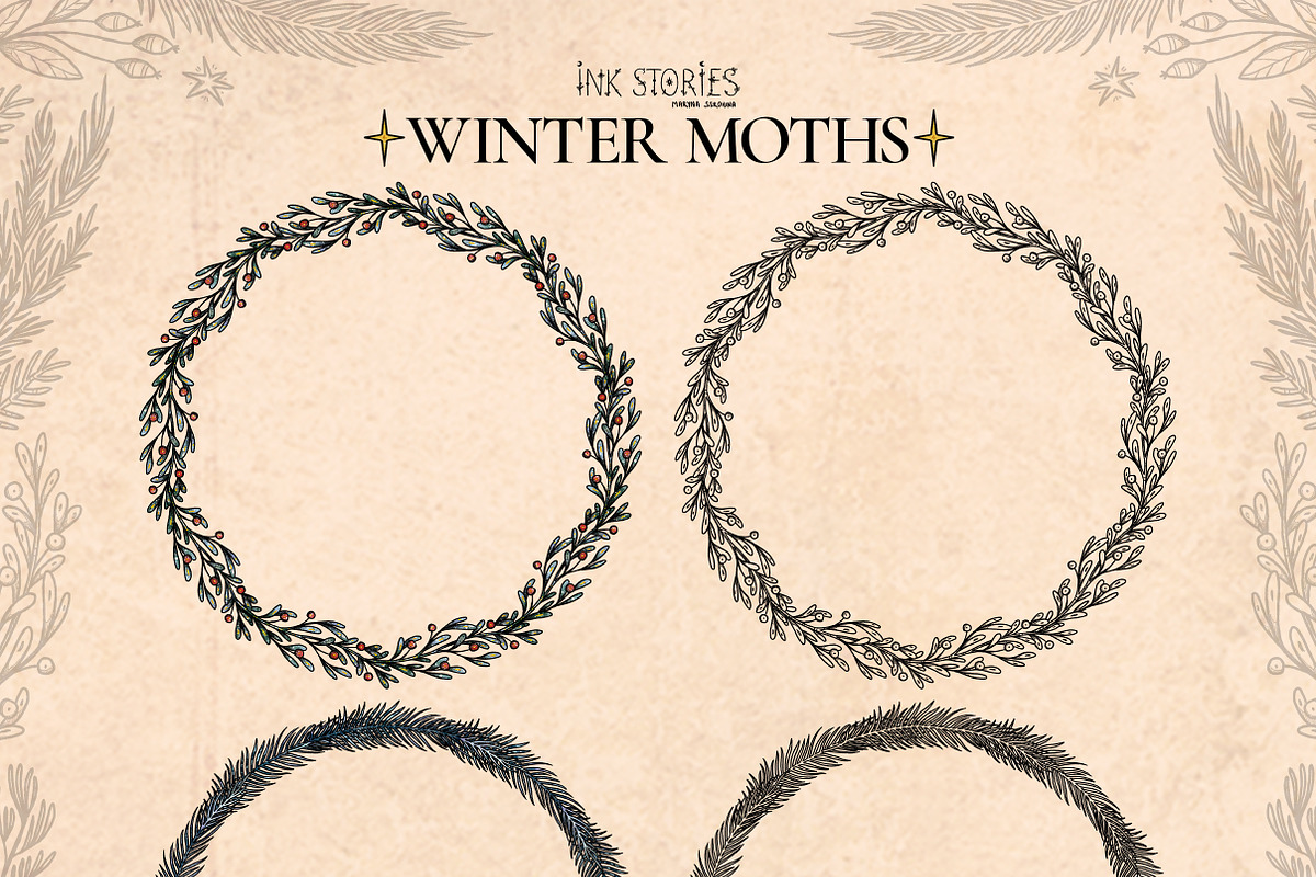 Winter Moths & Evergreen Botanicals, a Seasonal Illustration by Ink Stories (Photo 12 of 15)