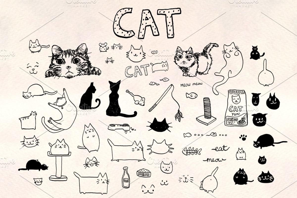60+ Cat Vector Graphics Bundle, an Animal Illustration by Violet LeBeaux (Photo 1 of 5)