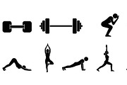 Fitness Workout Silhouette Icon Set, an Illustration by musafir_fashion (Thumbnail 23 of 51)