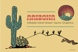Hand-drawn Arizona Cactus Vector Set