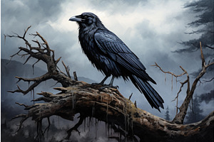 Elusive Black Raven. Generate Ai