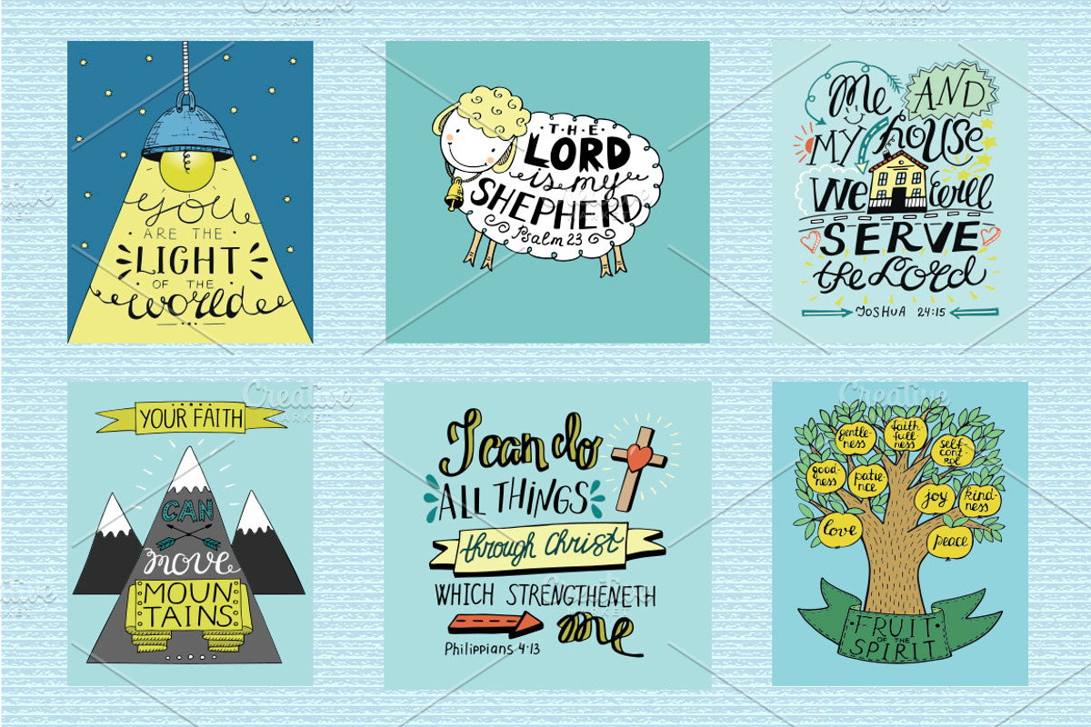 BUNDLE 62 colorful BIBLE VERSES, an Education Illustration by Ola-la-la (Photo 3 of 16)