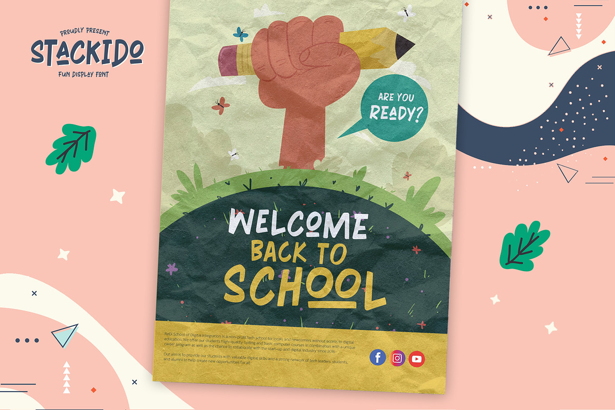 Stackido – Fun Display Font, a Sans Serif Font by Almarkhatype (Photo 2 of 8)