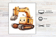 Watercolor Kawaii Labor Day Clipart, an Illustration by Canvas Craft (Thumbnail 8 of 8)
