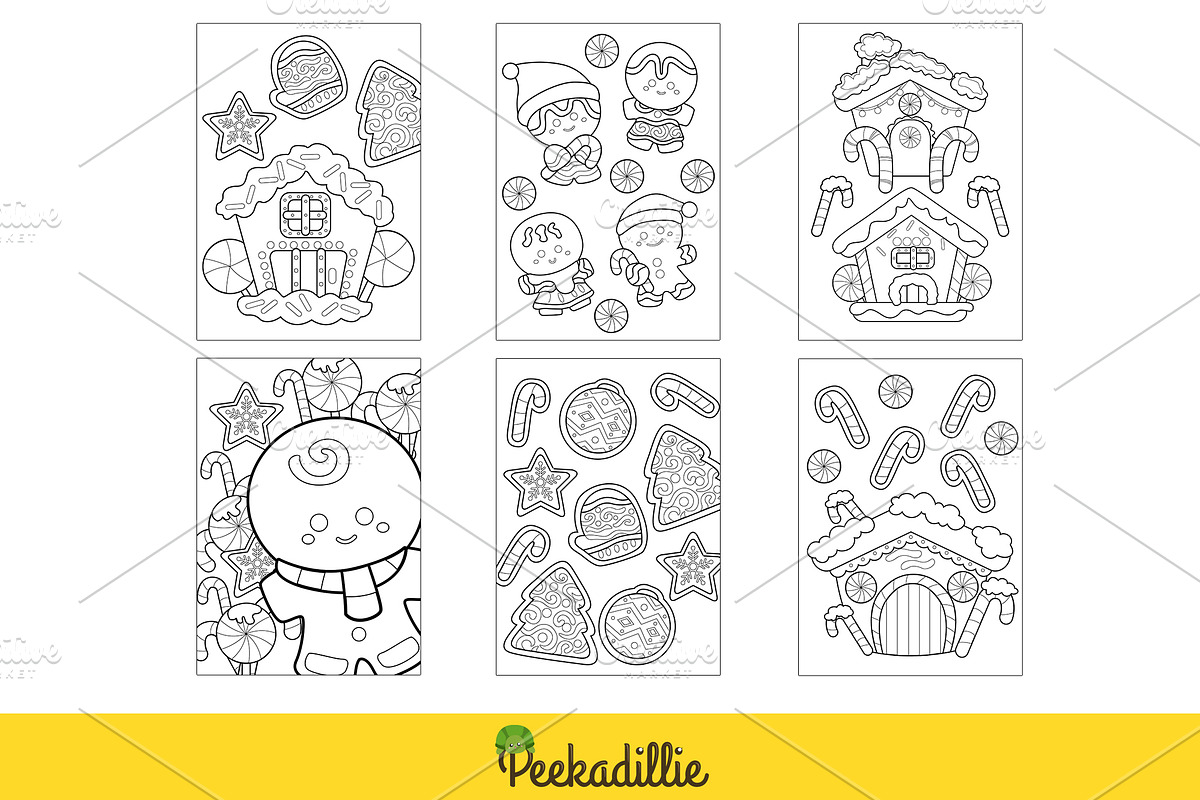 Gingerbread Christmas Coloring Set, a Decorative Illustration by Peekadillie Art (Photo 3 of 3)