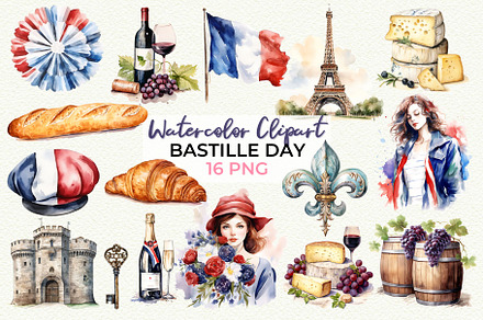 Bastille Day Clipart Bundle PNG, a Seasonal Illustration by Anny Sketches