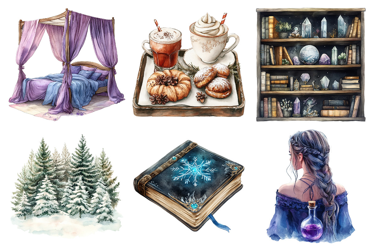 Watercolor Winter Snow Angel Clipart, an Illustration by Daily.Designs (Photo 3 of 5)
