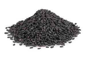 black sesame seeds isolated on white