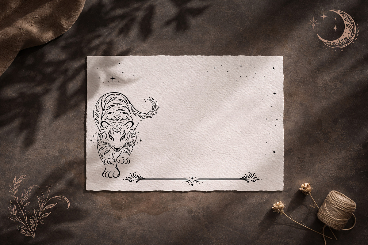 Wild Tiger & Leaves Botanical Vector, an Object Illustration by Christine Krahl (Photo 17 of 17)