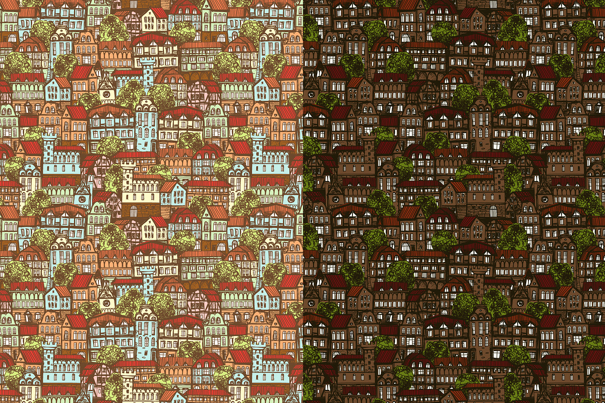 Medieval City Seamless Patterns #2 preview 3