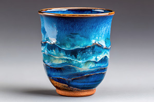 Ocean wave glazed ceramic cup, an Arts & Entertainment Photo by AlyaAnd