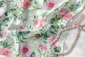 Watercolor Pink Roses Patterns