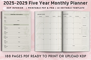 2025-2029 Five-Year Monthly Planner, a Print Template by Book2bees (Thumbnail 1 of 7)