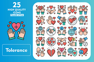 25 Tolerance Line Filled Icons, an Icon by Pexelpy