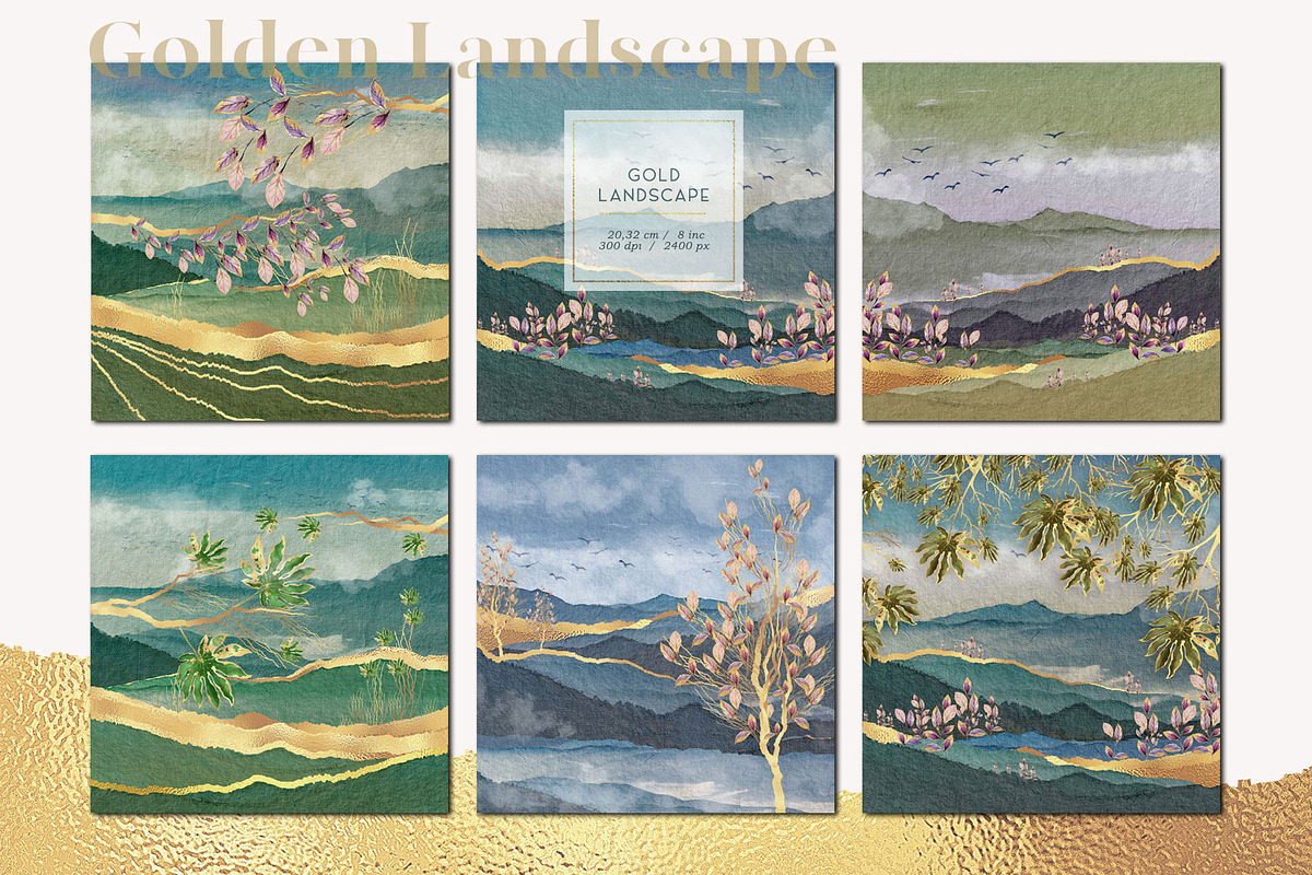 Golden Landscape Vol 5, a Background Graphic by Suna Kosem (Photo 7 of 13)