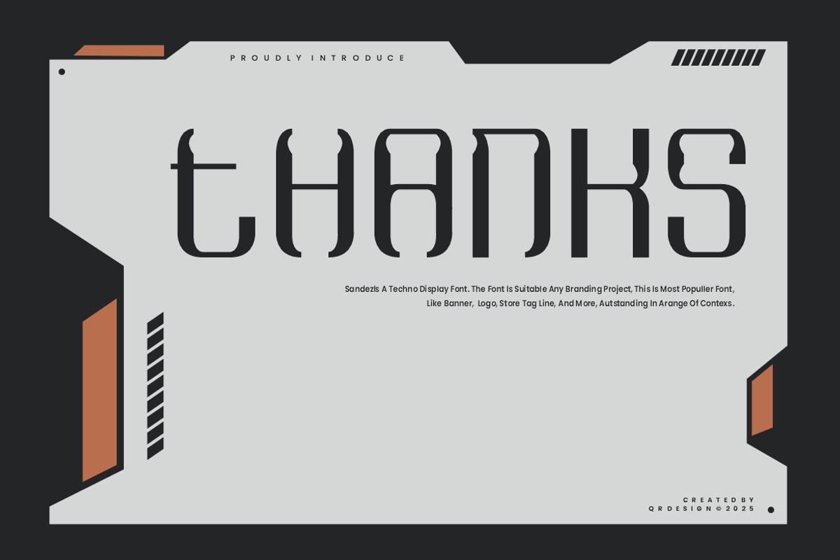 Sandez - Techno Font, a Sans Serif Font by QR Design Studio (Photo 6 of 6)