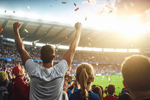 Celebrating Fans in Packed Soccer Stadium, a Sports & Recreation Photo by Davizro's Market