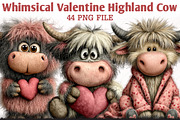 Whimsical Valentine Highland Cow PNG, an Animal Illustration by RobertsArt (Thumbnail 1 of 6)