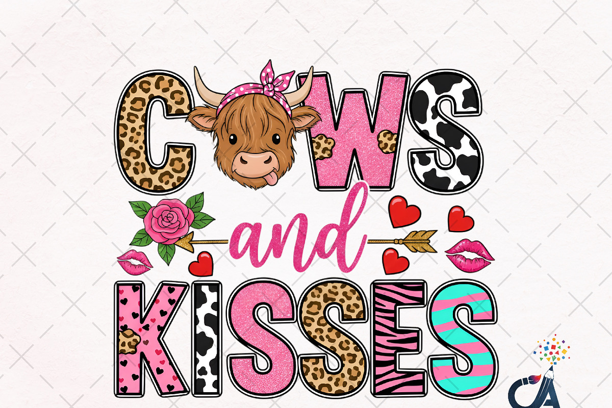 Valentine Cows And Kisses Png, an Illustration by Creative Art (Photo 1 of 6)