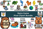 Retro Game Pixel Clipart Set - 37PNG, a Technology Illustration by InkyQueenArt (Thumbnail 1 of 6)