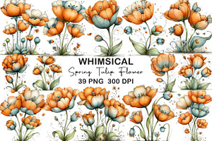 Whimsical Spring Tulip Flower Clipar, an Illustration by CraftArtStudio